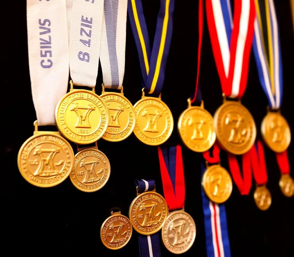 Gold medals and award trophies with ribbons — sell gold medals and awards in Dallas