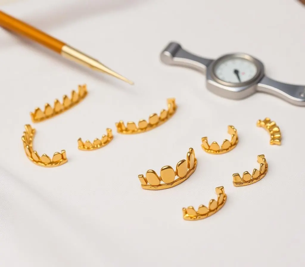 Dental gold crowns and bridges with jeweler's tools — sell gold teeth in Dallas TX
